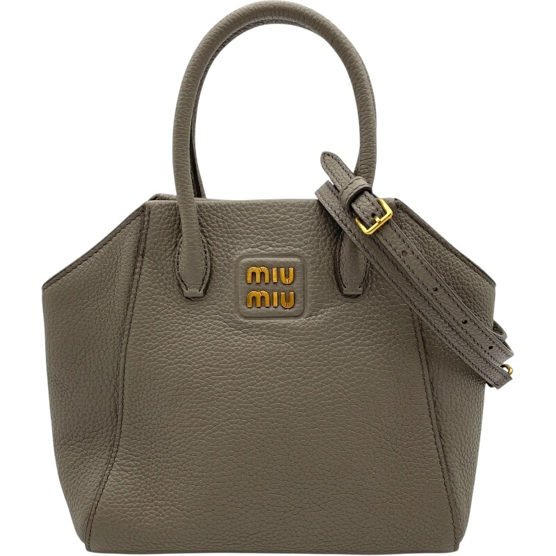 ミュウミュウ miu miu ヴィッテロダイノ ハンドバッグ 5BA274 グレー GD金具 レザー レディース ハンドバッグ【中古】 108,000円