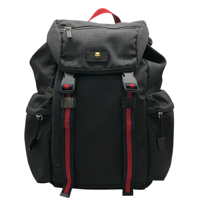 【6/1～ 最大限度30,000円OFFクーポン券！】グッチ GUCCI シェリー酒伝達ルート うしろ側容器に並べる 429037 黒いこと ナイロン メンズ 背嚢・デイパック【中古】