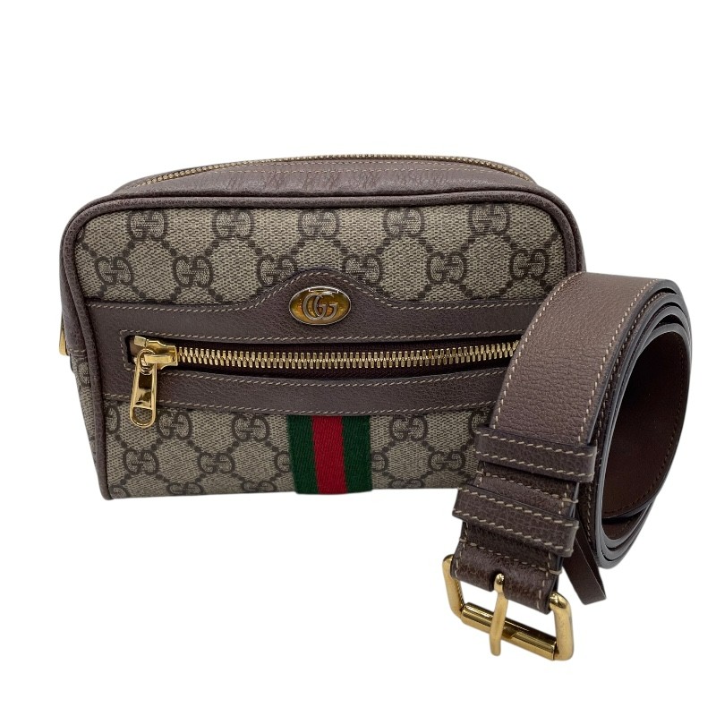 グッチ GUCCI オフィディア スモールベルトバッグ 517076 ブラウン×GD金具 GGスプリーム レディース ウエストバッグ【中古】
