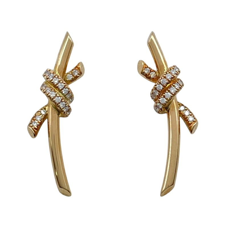 ティファニー TIFFANY＆CO ノットダイヤピアス ピンクゴールド Au750 ジュエリー【中古】