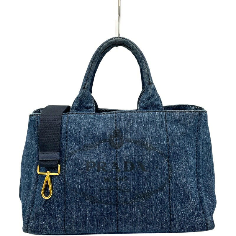 プラダ PRADA カナパバッグ ブルー デニム レディース ハンドバッグ【中古】