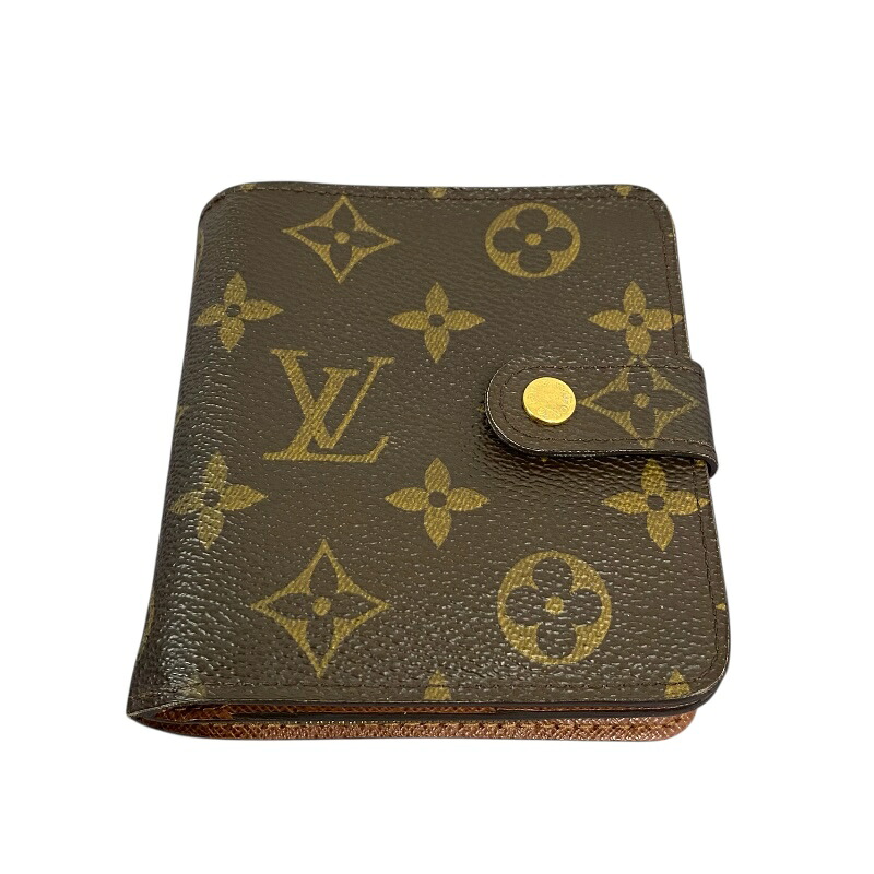 ルイ・ヴィトン LOUIS VUITTON コンパクトジップウォレット M61667 赤銅色 モノグラム帆布 レディース 二つ折り紙入れ【中古】