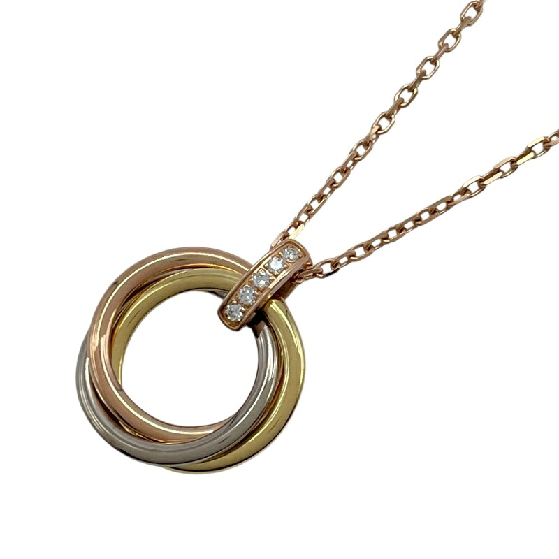 カルティエ Cartier トリニティダイヤネックレス ピンクゴールド Au750 ダイヤモンド ジュエリー【中古】