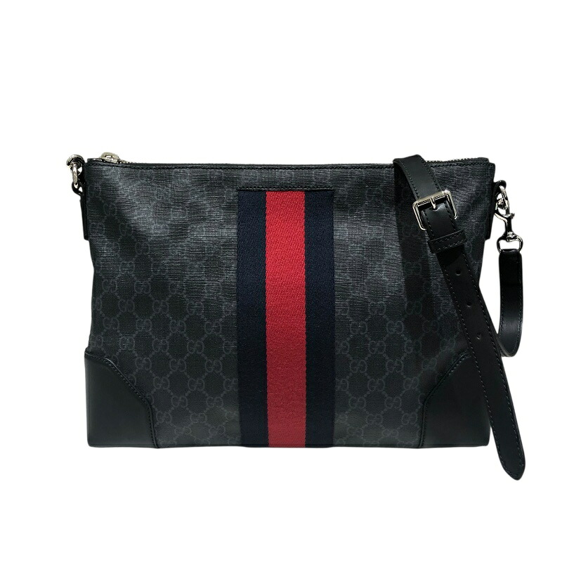 グッチ GUCCI GGスプリームｼｮﾙﾀﾞｰﾊﾞｯｸﾞ 474139 ブラック PVC メンズ ショルダーバッグ【中古】