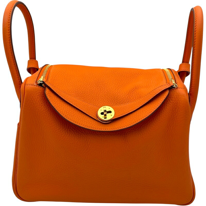 【6/1～ 最大限度30,000円OFFクーポン券！】エルメス HERMES リンディ30 □O刻 オレンジ色 ゴールド金具 トリヨン レディース ボストンバッグ【中古】