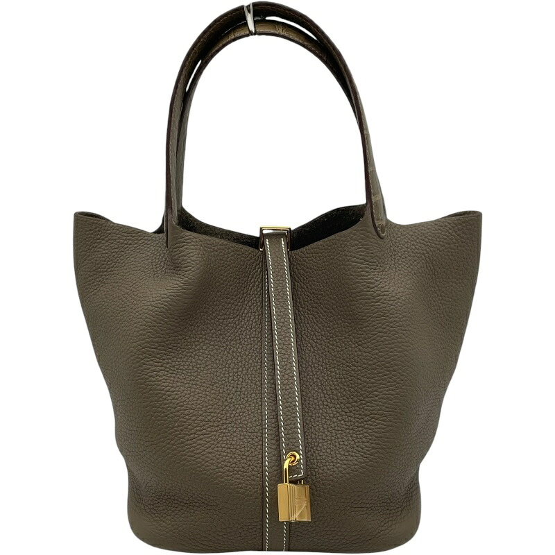 エルメス HERMES ピコタンロックMM タッチ Y刻 エトゥープ GD金具 トリヨン/アリゲーターリセ レディース ハンドバッグ【中古】