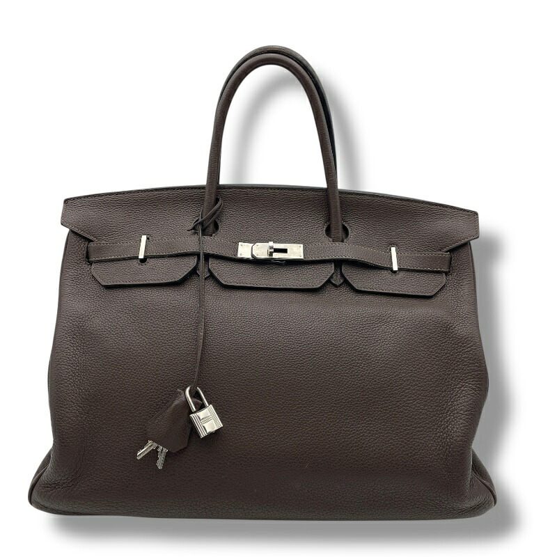 エルメス HERMES バーキン40 □M刻 ショコラ SV金具 トリヨン レディース ハンドバッグ【中古】