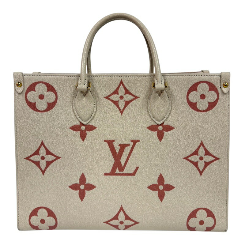 ルイ・ヴィトン LOUIS VUITTON オンザゴーMM M21575 ベージュ バイカラーモノグラムアンプラント　 レディース トートバッグ【中古】