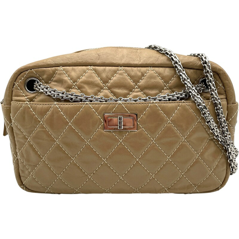 シャネル CHANEL 2.55チェーンハンドバッグ 12番台 ベージュ SV金具 エイジドカーフ レディース ハンドバッグ【中古】