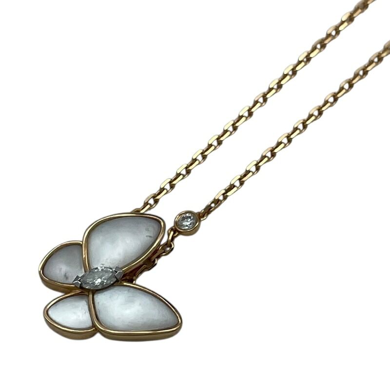 ヴァンクリーフ＆アーペル Van Cleef & Arpels ドゥパピヨンネックレス ピンクゴールド Au750/マザーオブ/ダイヤモンド ジュエリー【中古】