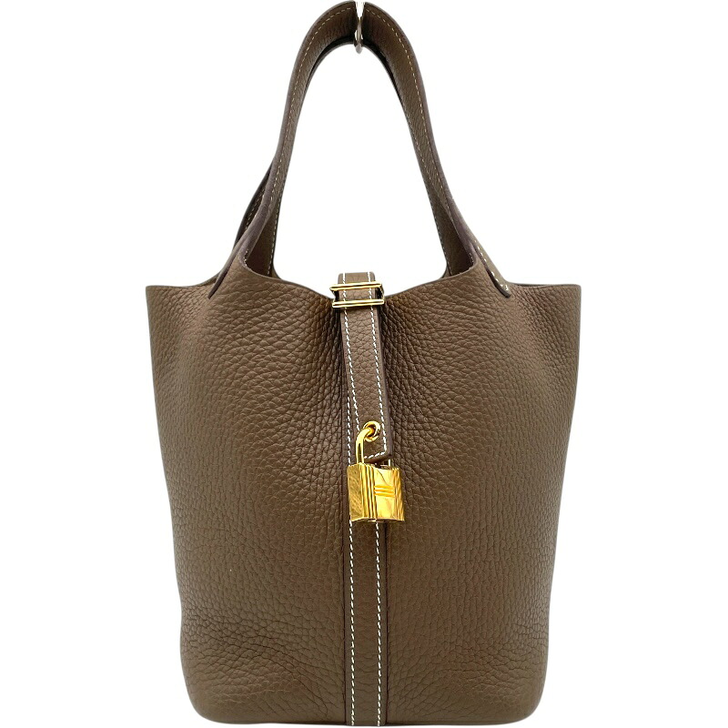エルメス HERMES ピコタンロックPM U刻 エトゥープ GD金具 トリヨン レディース ハンドバッグ【中古】