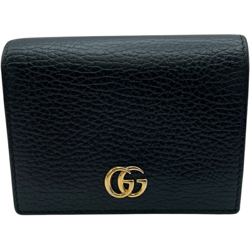 グッチ GUCCI ダブルG カードケースウォレット 456126 黒いこと なめし革 ユニ一発やる 二つ折り紙入れ【中古】