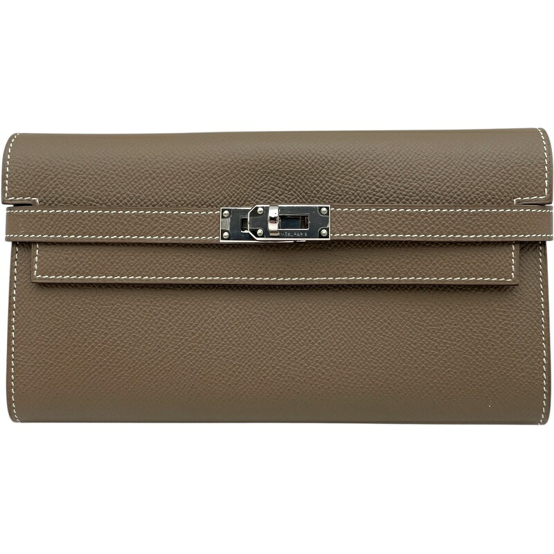 【6/1～ 最大限度30,000円OFFクーポン券！】エルメス HERMES ケリーウォレット ロング A刻 エトゥープ SV金具 エプソン レディース 長銭入れ【中古】