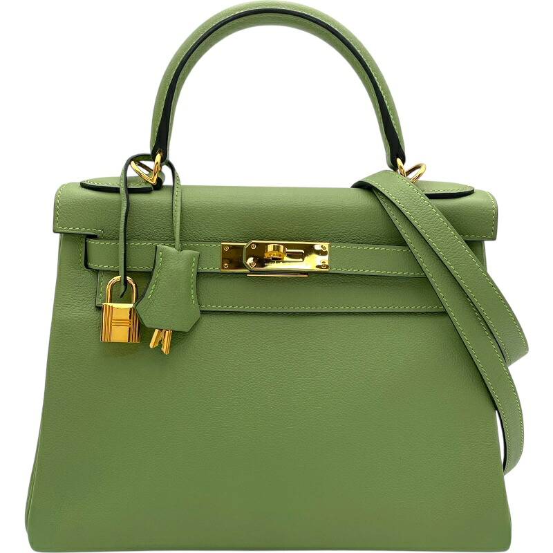 エルメス HERMES ケリー28 内縫い Y刻印　(2020年製) ヴェールクリケット　ゴールド金具 エバーカラー レディース ショルダーバッグ【中古】｜OKURA（おお蔵）店