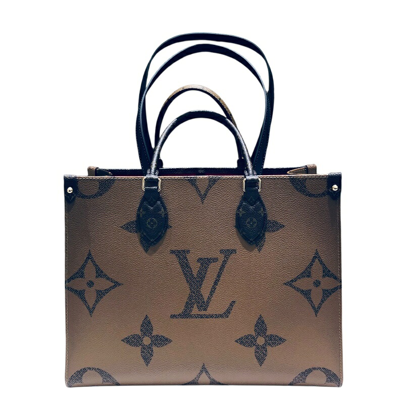 ルイ・ヴィトン LOUIS VUITTON オンザゴーMM M45321 ブラウン モノグラム・ジャイアント・リバース レディース トートバッグ【中古】