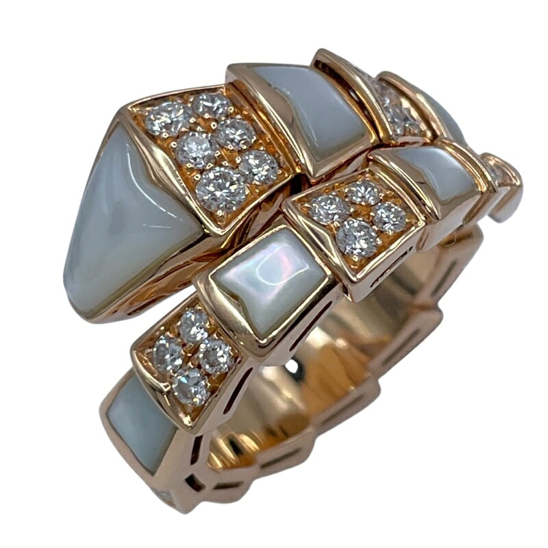 ブルガリ BVLGARI セルペンティリング ピンクゴールド Au750 マザー オブ パール ジュエリー【中古】