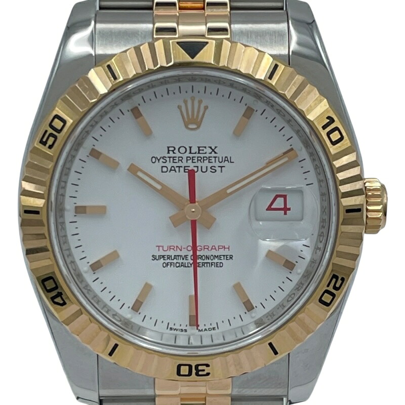 ロレックス ROLEX ターノグラフ 116261 ホワイト PG/SS メンズ 腕時計【中古】