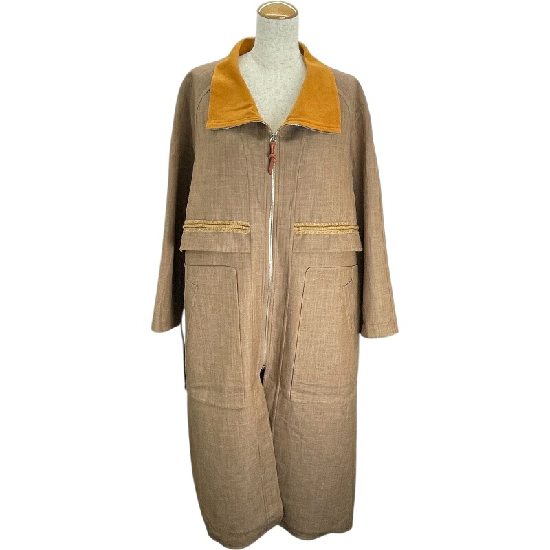 エルメス HERMES カシミヤジップアップロングコート 3E0106DC ベージュ カシミヤ レディース その他アウター【中古】