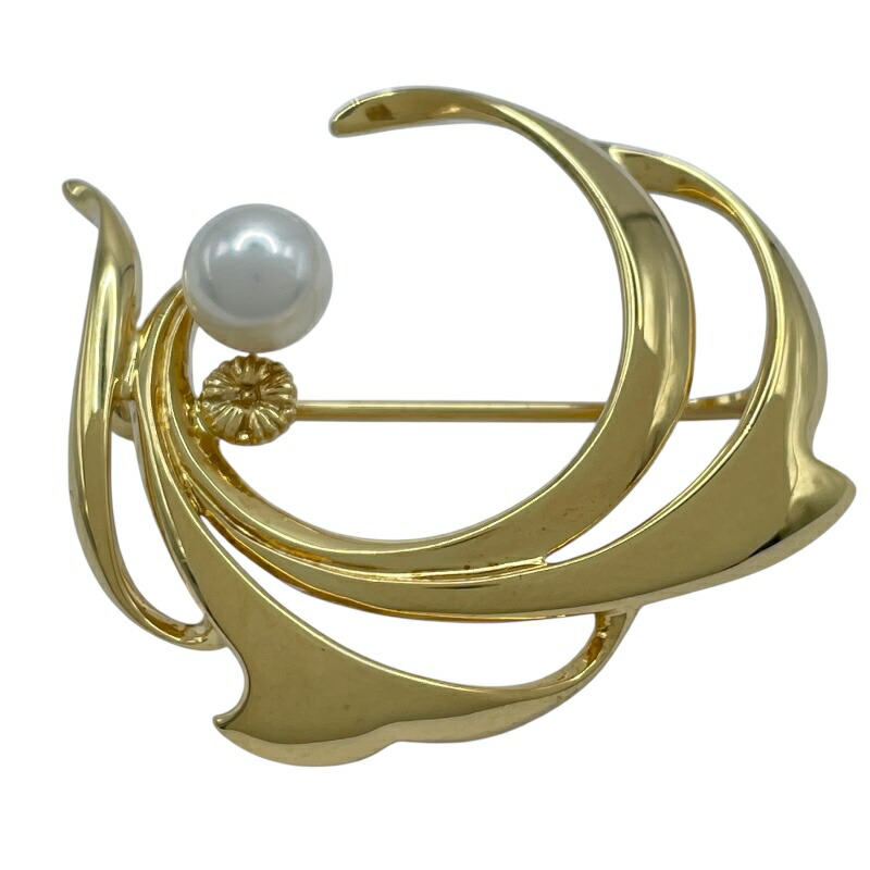 12.31までお値下げ！ミキモト　真珠 リーフモチーフ 月桂樹　ブローチ　K18 151846-1.jpg