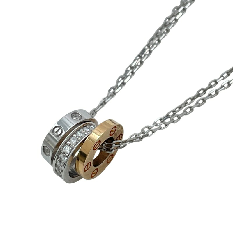 カルティエ Cartier ラブスリーフープネックレス ゴールドxホワイトゴールド 750 ダイヤモンド ジュエリー【中古】｜OKURA（おお蔵）店
