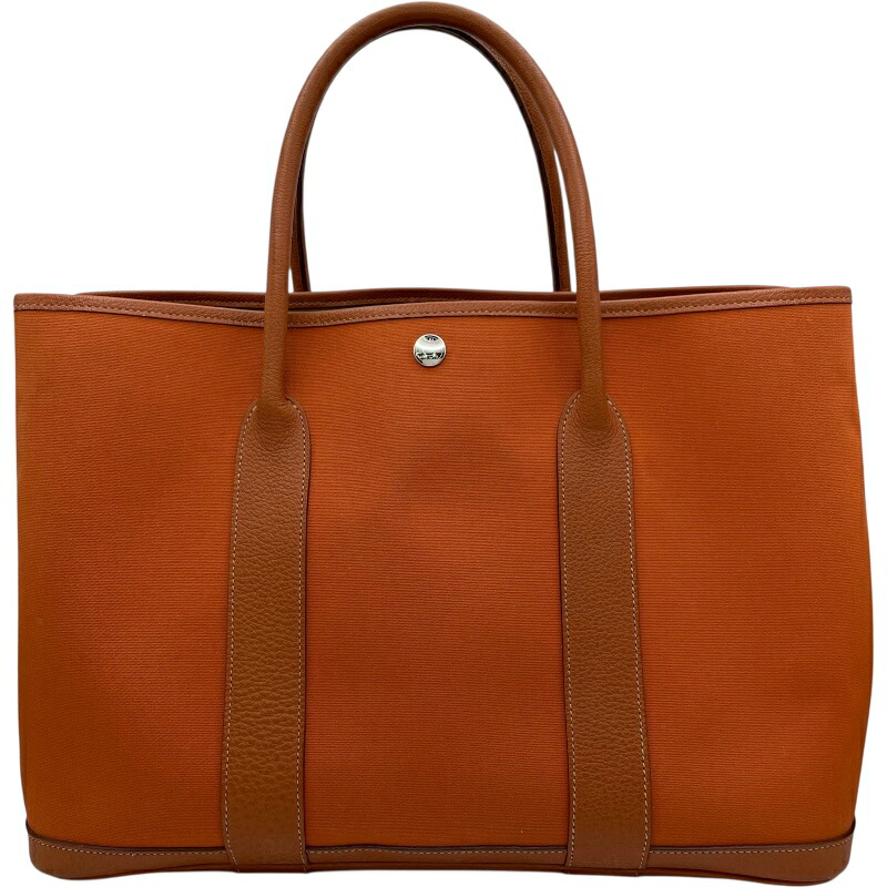 エルメス HERMES ガーデンパーティPM □I刻 オレンジ SV金具 トワル レディース トートバッグ【中古】