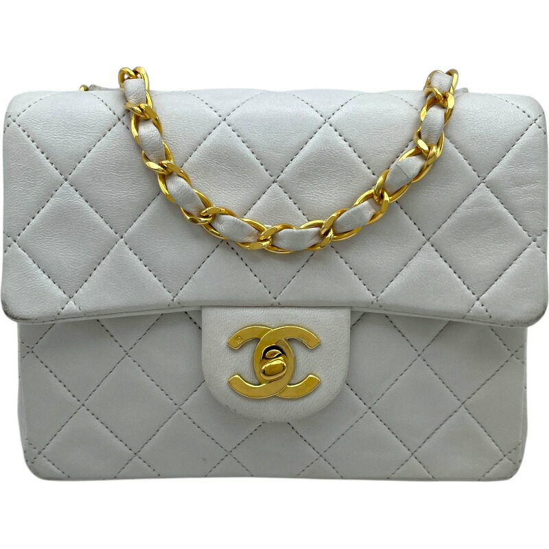 シャネル CHANEL ミニマトラッセ18 A01115 1番台 白いこと GD金具 子ヒツジひと肌 レディース ショルダーバッグ【中古】 レディースバッグ-バッグ・小物・ブランド雑貨