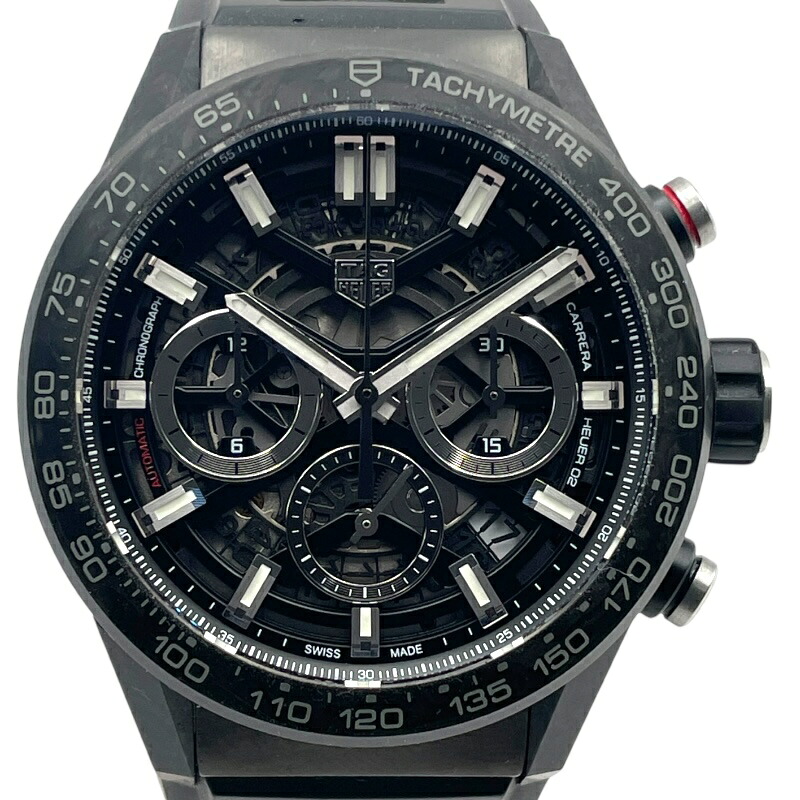 タグ・ホイヤー TAG HEUER カレラ キャリバーホイヤー02 クロノグラフ CBG2016 ブラック/スケルトン ステンレススチール/カーボン 自動巻き メンズ 腕時計【中古】