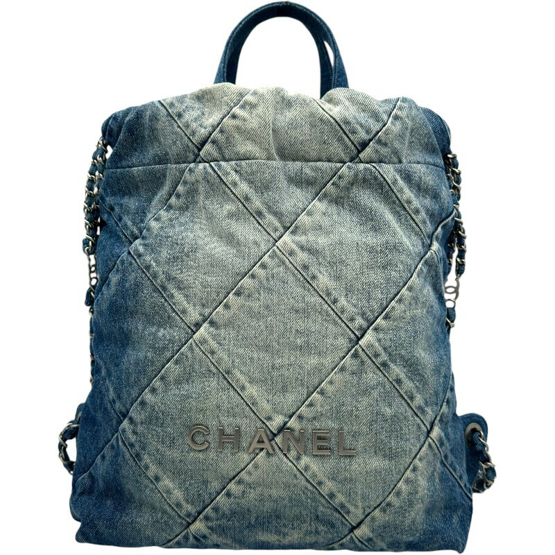 シャネル CHANEL シャネル22 AS3859 ブルー SV金具 デニム レディース リュック・デイパック【中古】