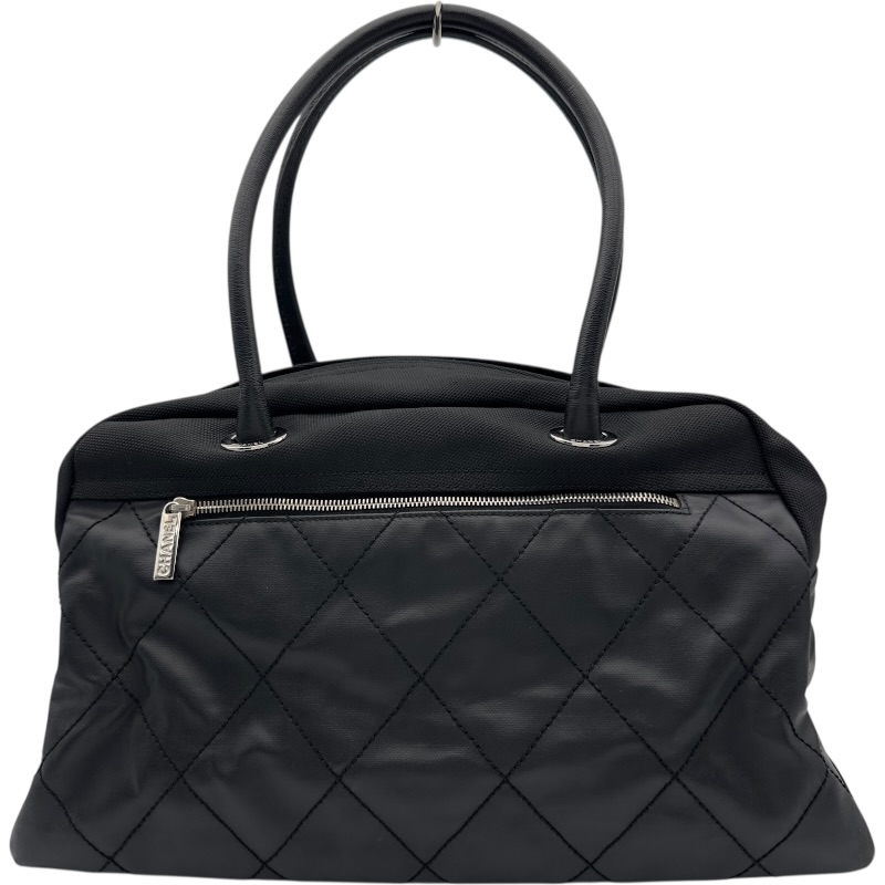 【6/1～ 最大限度30,000円OFF引き換え証！】シャネル CHANEL パリビアリッツ 豆の町 12番台 黒いこと しろがね色金具 上塗り帆布 レディース ボストンバッグ【中古】