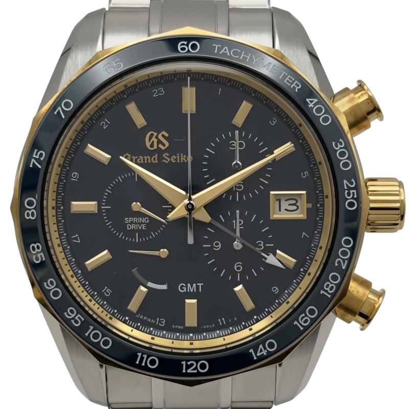 グランドセイコー Grand Seiko スプリングドライブ クロノグラフ GMT SBGC244(9R86-0AL0) ブラック ゴールド/ステンレススチール メンズ 腕時計【中古】