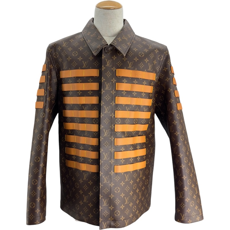 ルイ・ヴィトン LOUIS VUITTON モノグラム総柄LVトワルミリタリージャケット HML07E ブラウン ポリエステル メンズ ミリタリージャケット【中古】