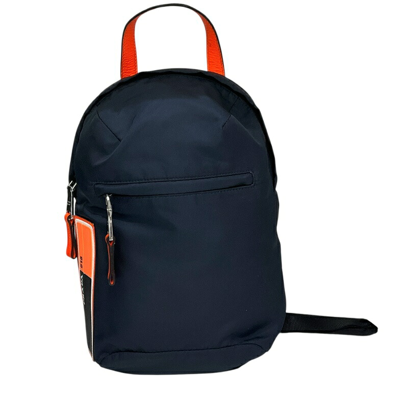 プラダ PRADA ﾅｲﾛﾝ ｽﾘﾝｸﾞﾊﾞｯｸﾞ 2VZ023 ネイビー/オレンジ ナイロン レディース リュック・デイパック【中古】