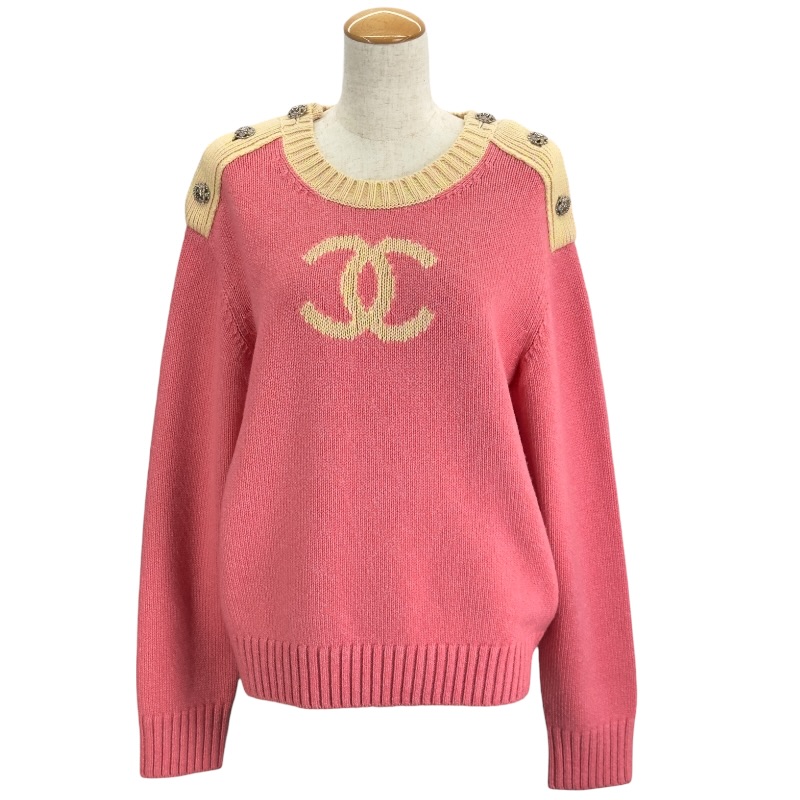 シャネル CHANEL ココマークカシミヤニットセーター P73911 ピンク カシミヤ レディース セーター【中古】