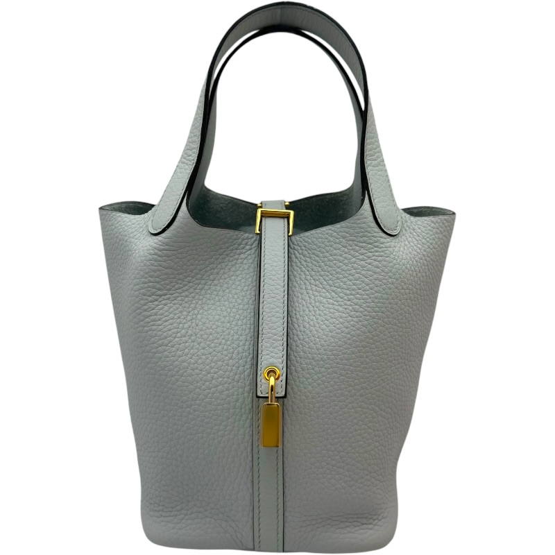 エルメス HERMES ピコタンロックPM U刻 ブルーペール ゴールド金具 トリヨン レディース ハンドバッグ【中古】
