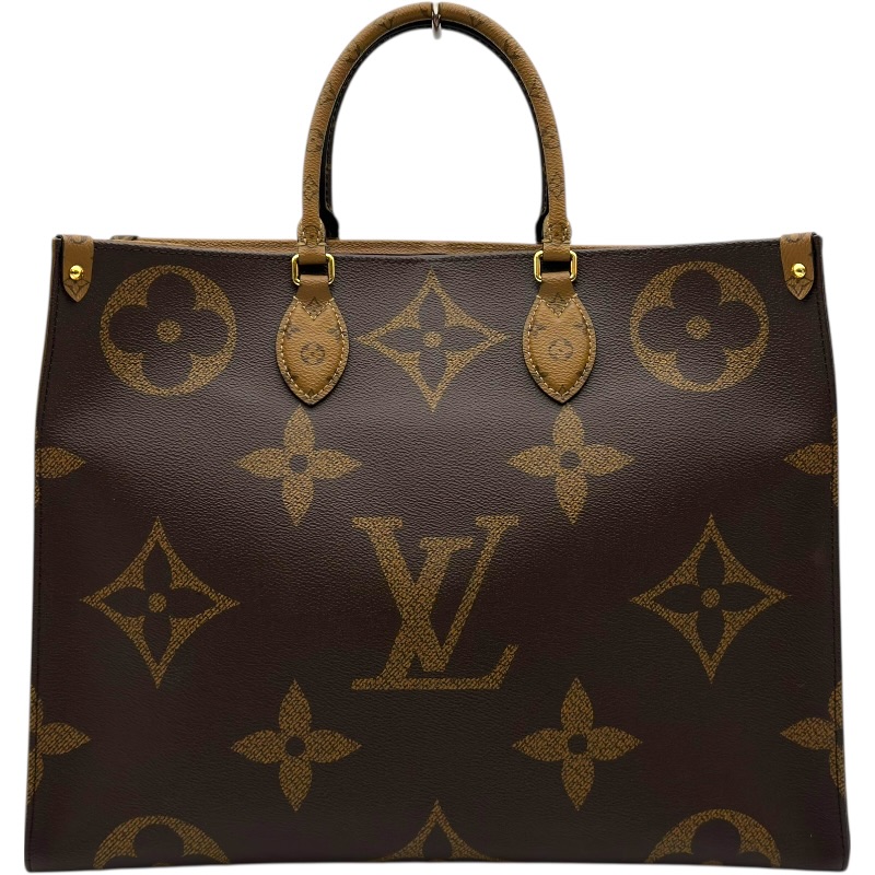 ルイ・ヴィトン LOUIS VUITTON オンザゴーGM M44576 ブラウン モノグラム ジャイアント・リバース ユニセックス トートバッグ【中古】