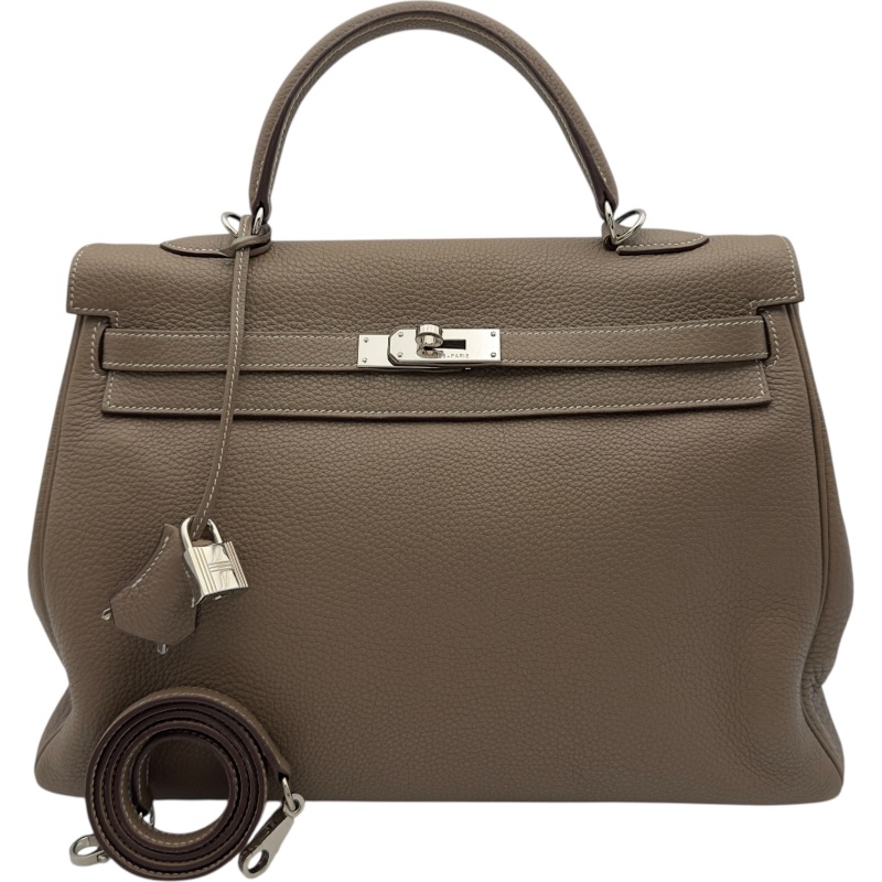 エルメス HERMES ケリー35 内縫い □N刻 エトゥープ シルバー金具 トリヨン レディース ハンドバッグ【中古】