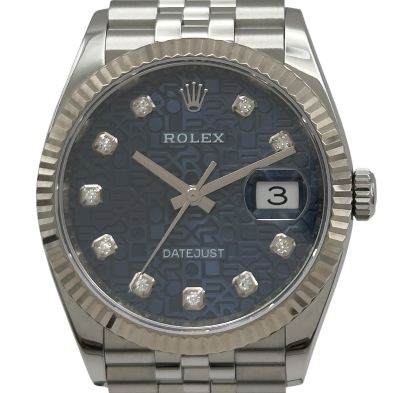 ロレックス ROLEX デイトジャスト36 ホリコン 126234G ネイビー ホワイトゴールド/ステンレススティール 自動巻き メンズ 腕時計【中古】 789,250円
