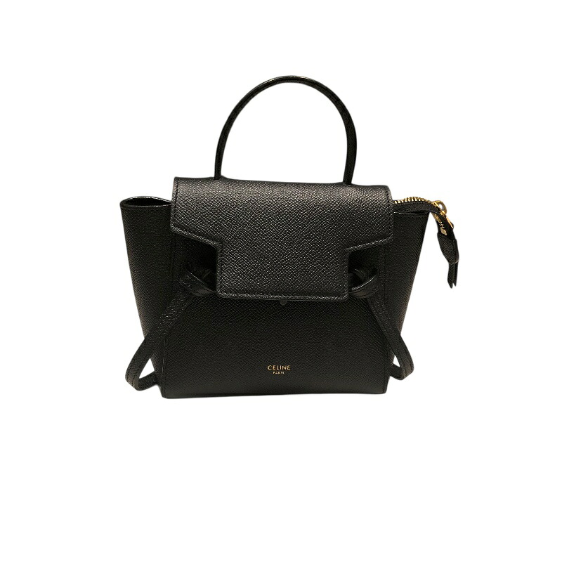 セリーヌ CELINE ベルトバッグピコ 194263 ブラック グレインカーフ レディース ショルダーバッグ【中古】