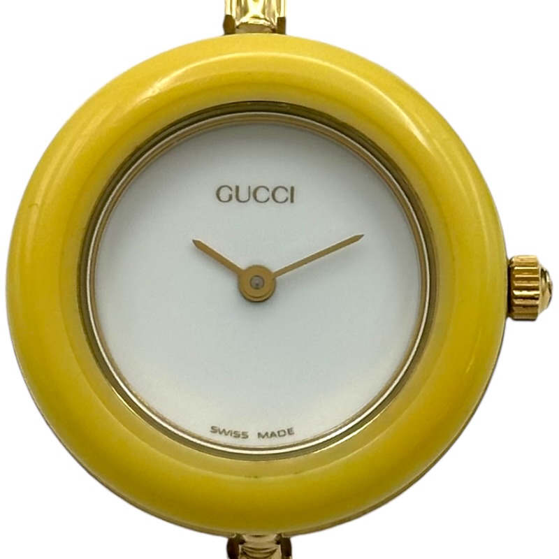 【6/1～ 最大限度30,000円OFF引き換え証！】グッチ GUCCI チェンジベゼル 11/12.2 白いこと ゴールドプレーテッド 石英 レディース ウォッチ【中古】