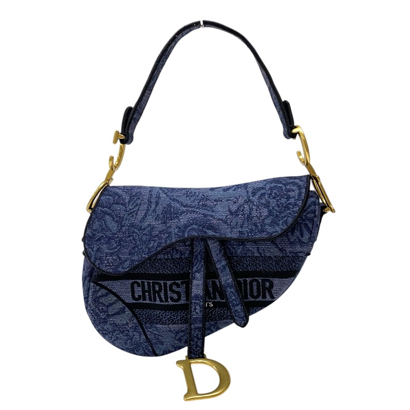 クリスチャン・ディオール Christian Dior サドルバッグ M0446CJAS ネイビー ジャガードデニム レディース ハンドバッグ【中古】 153,000円