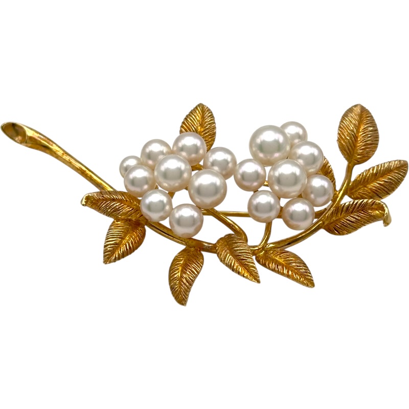 楽天市場】ミキモト MIKIMOTO ピンブローチ チェリー リーフ モチーフ