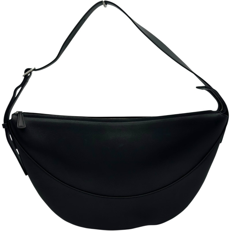 【6/1～ 最大限度30,000円OFFクーポン券！】ザ ファースト The Row ショルダーバッグ 黒いこと しろがね色金具 なめし革 レディース ショルダーバッグ【中古】
