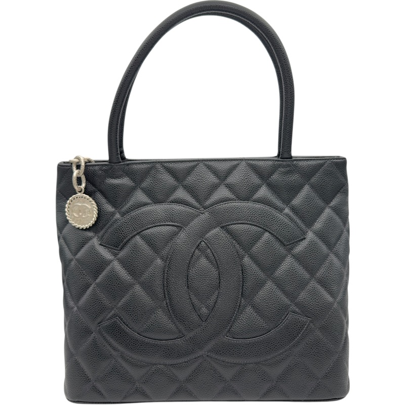シャネル CHANEL 復刻トート A01804 7番台 ブラック シルバー金具 キャビアスキン レディース トートバッグ【中古】 142,000円