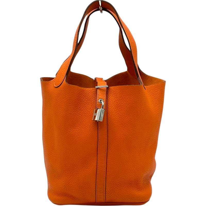 エルメス HERMES ピコタンロックMM □N刻 オレンジ シルバー金具 トリヨン レディース ハンドバッグ【中古】