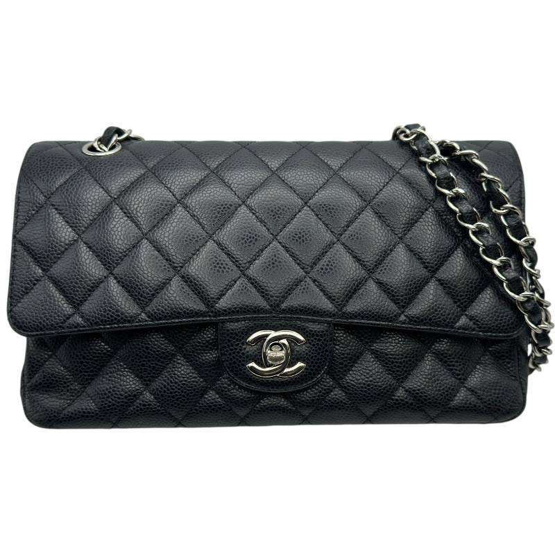 シャネル CHANEL マトラッセ25 A01112 4番台 ブラック シルバー金具 キャビアスキン レディース ショルダーバッグ【中古】