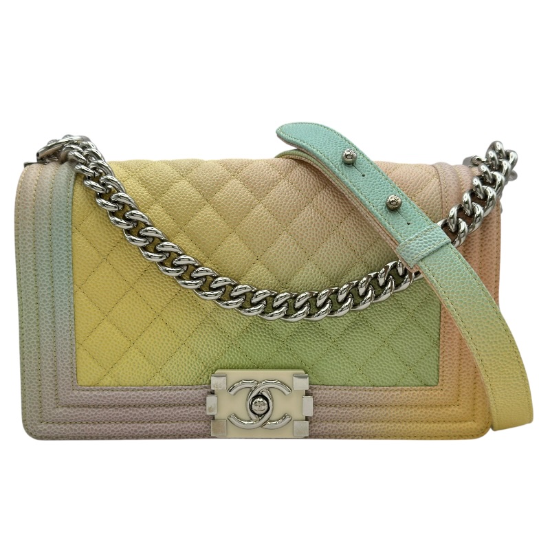 シャネル CHANEL ボーイシャネル25 A67086 25番台 パステル/シルバー金具 キャビアスキン レディース ショルダーバッグ【中古】｜OKURA（おお蔵）店