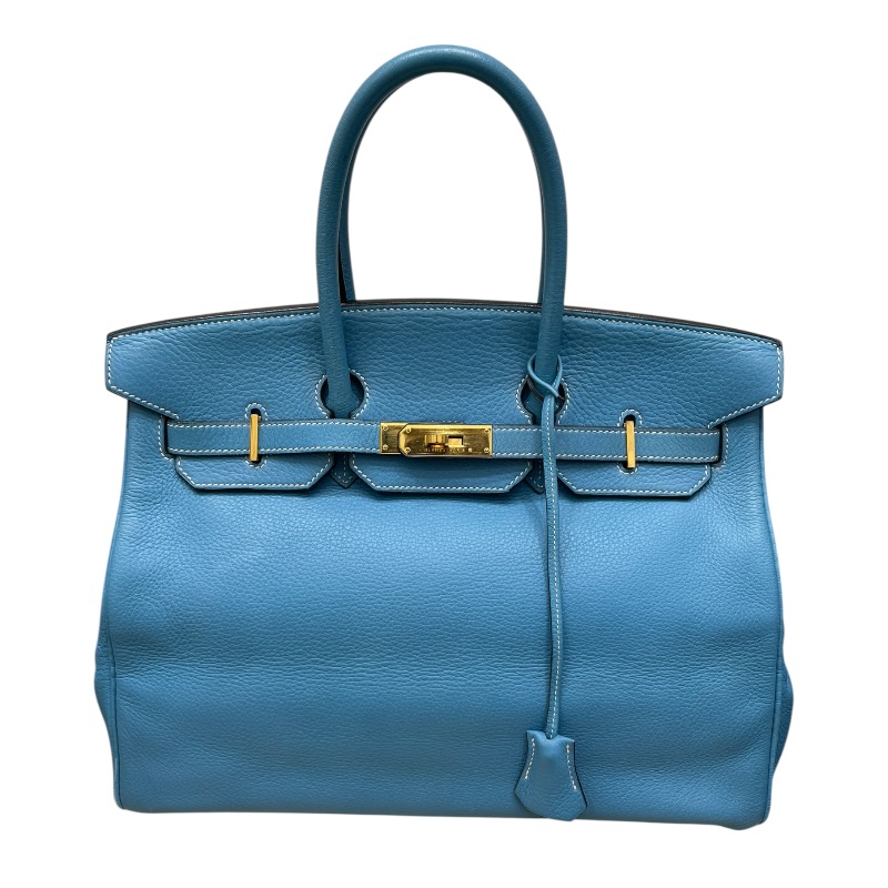 エルメス HERMES バーキン35 □B刻 ブルージーン　ゴールド金具 フィヨルド レディース ハンドバッグ【中古】