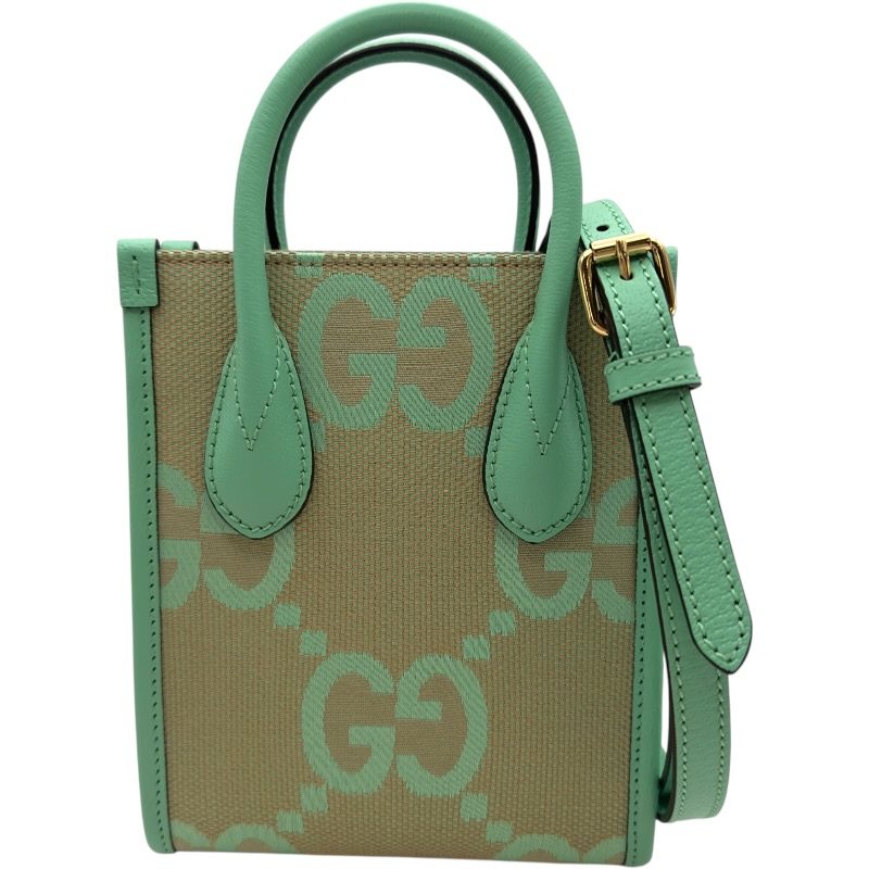 グッチ GUCCI ジャンボGG ミニトート 671623 グリーン ジャンボGGキャンバス レディース トートバッグ【中古】
