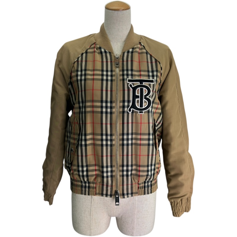 バーバリー BURBERRY TBロゴチェックボンバージャケット 8016460 ベージュ ポリエステル レディース その他アウター【中古】