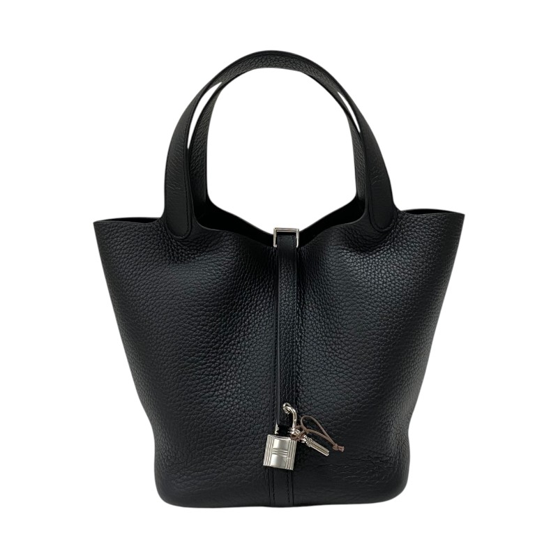 エルメス HERMES ピコタン鍵を掛けるMM K刻 黒いこと しろがね色金具 トリヨンクレマンス レディース ハンドバック【中古】